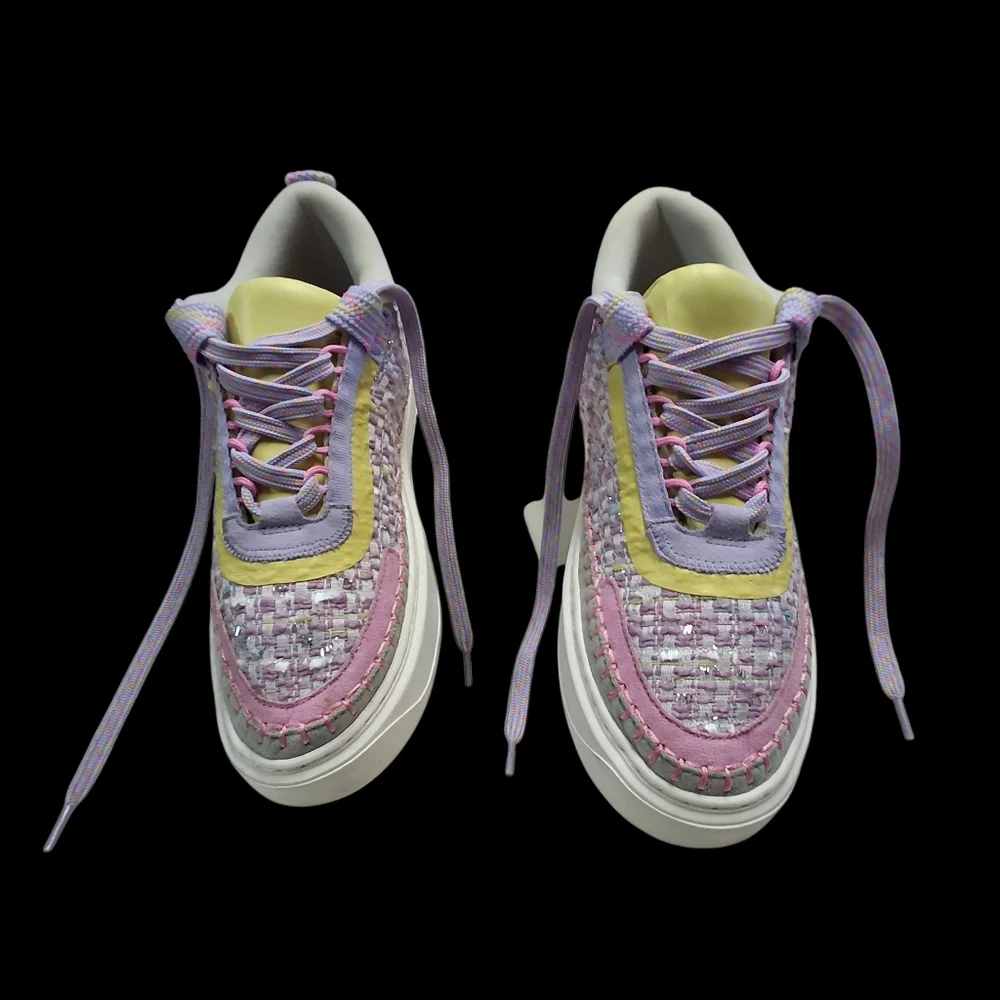 Steve Madden Charly Girl Youth Woven Multi Pastel Lace-Up Sneakers   Kids Size 4 - Picture 3 of 16